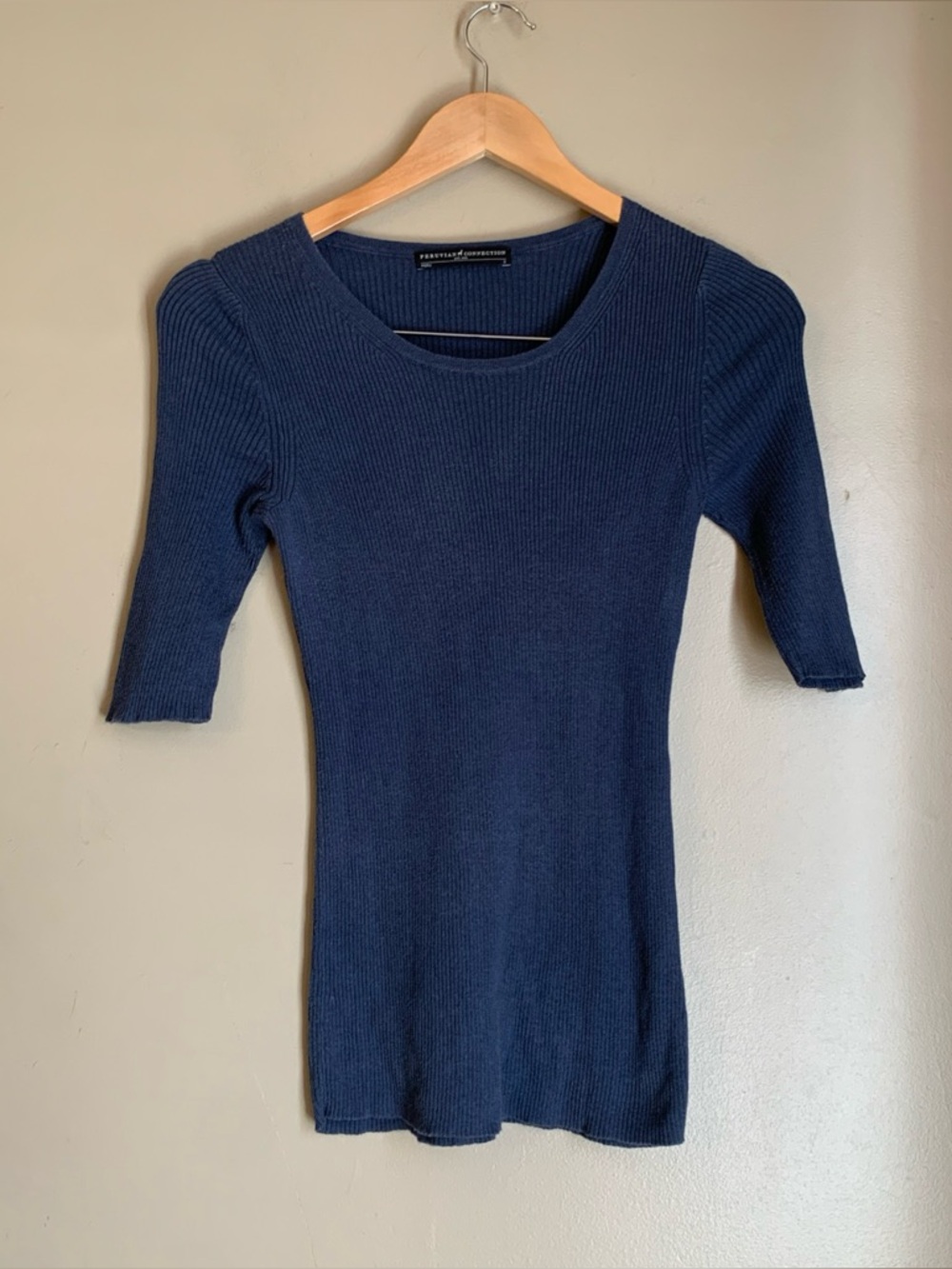 Peruvian Connection Thin Ribbed Sweater Small 3/4 Sleeve Ribbed Basics Capsule